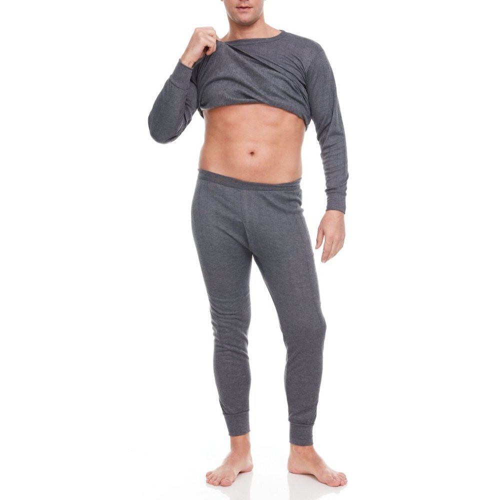 Men Thermal 100% Cotton Fleece Long Johns Warm Winter Baselayer Set 2-PAIRS NEW - Picture 5 of 9